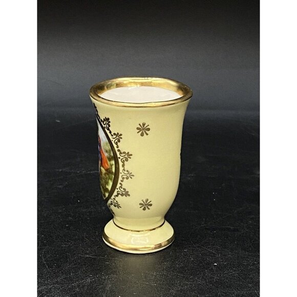 Victorian Hand Painted Toothpick Holder Gold Gilded C & T Pilgrim Foreign 2.5” - Picture 2 of 7